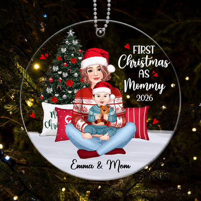 First Christmas Mom Grandma On Bed Personalized Acrylic Ornament