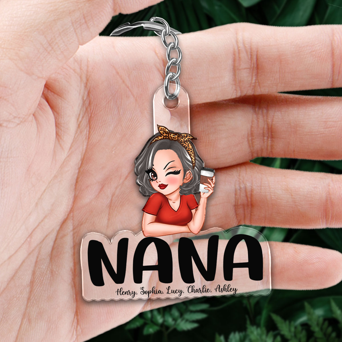 Grandma With Grandkids Names Personalized Acrylic Keychain