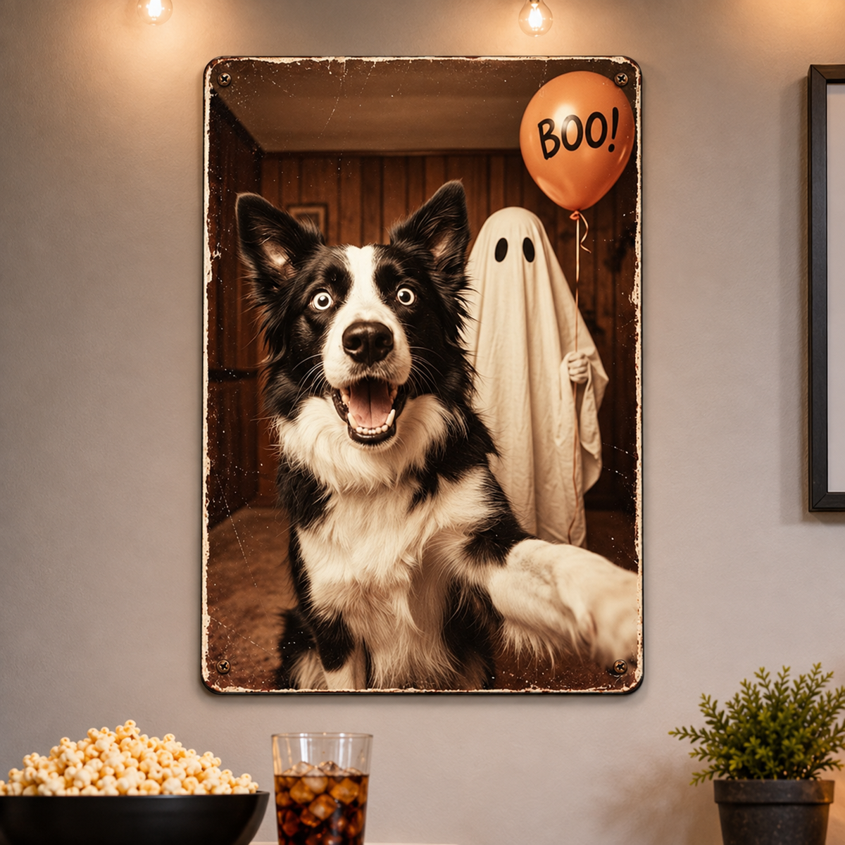Custom Dog Cat Photo Halloween - Personalized Metal Sign - Trendy Vintage Spooky Tee for Pet Moms