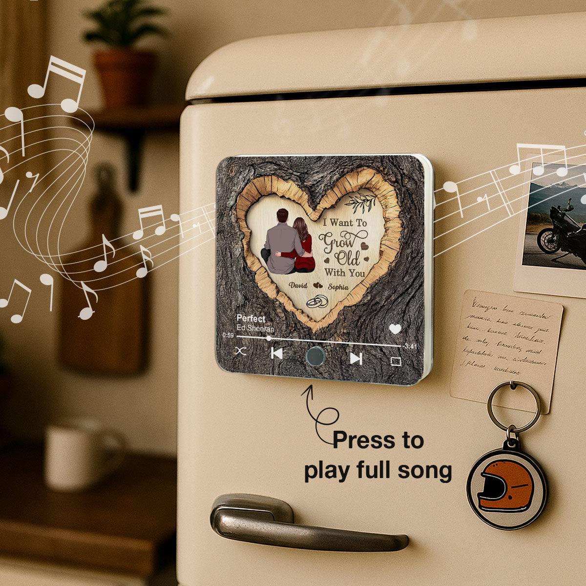 Favorite Place Next To You Couple Sitting - Personalized Music Fridge Magnet - Anniversary Gift, Valentine's Gift For Him, For Her
