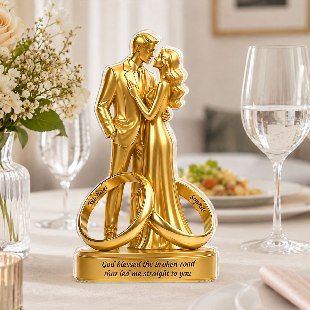 Wedding Couple Romantic Anniversary - Personalized Acrylic Block Plaque - Anniversary Gift, Gift For Couple