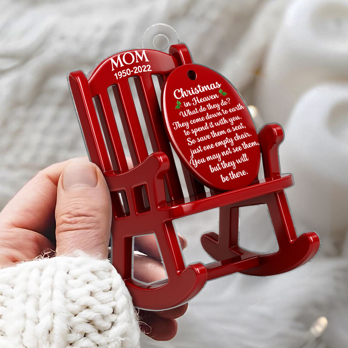 Christmas in Heaven Personalized 3D Effect Acrylic Rememberance Ornament, Heartwarming Gift for Loved Ones, Christmas Sympathy Gift