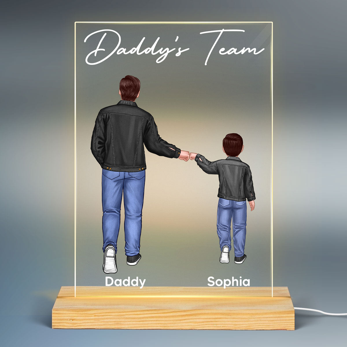 Daddy‘s Team Personalized Rectangle Acrylic LED Night Light