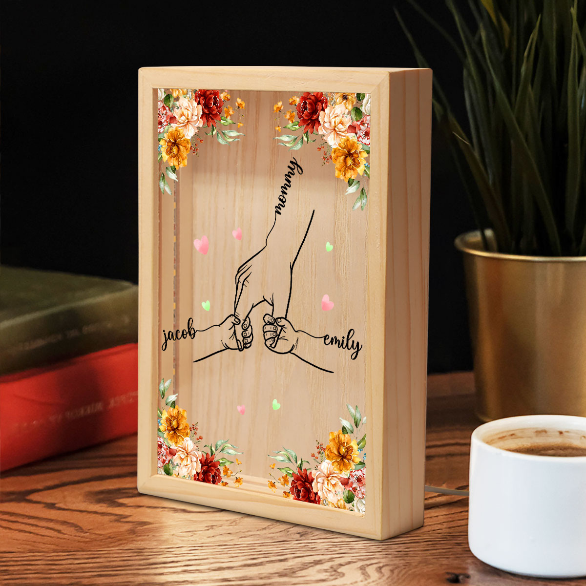 Mom Holding Children Hands Personalized Frame Light Box