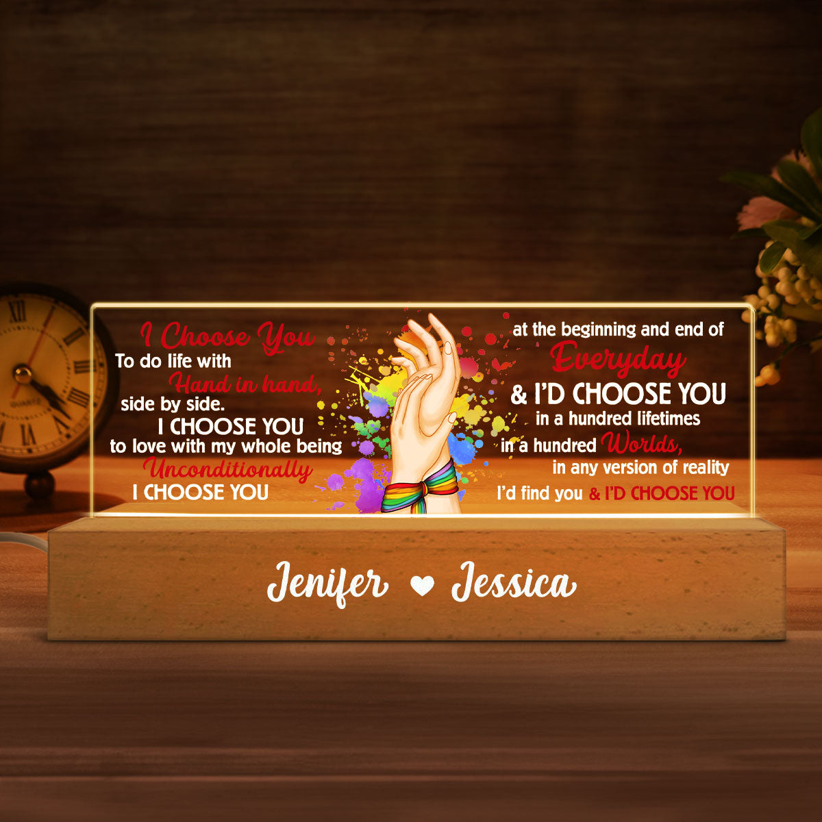 I Choose You LGBTQ+ Gift Personalized Acrylic Block LED Night Light