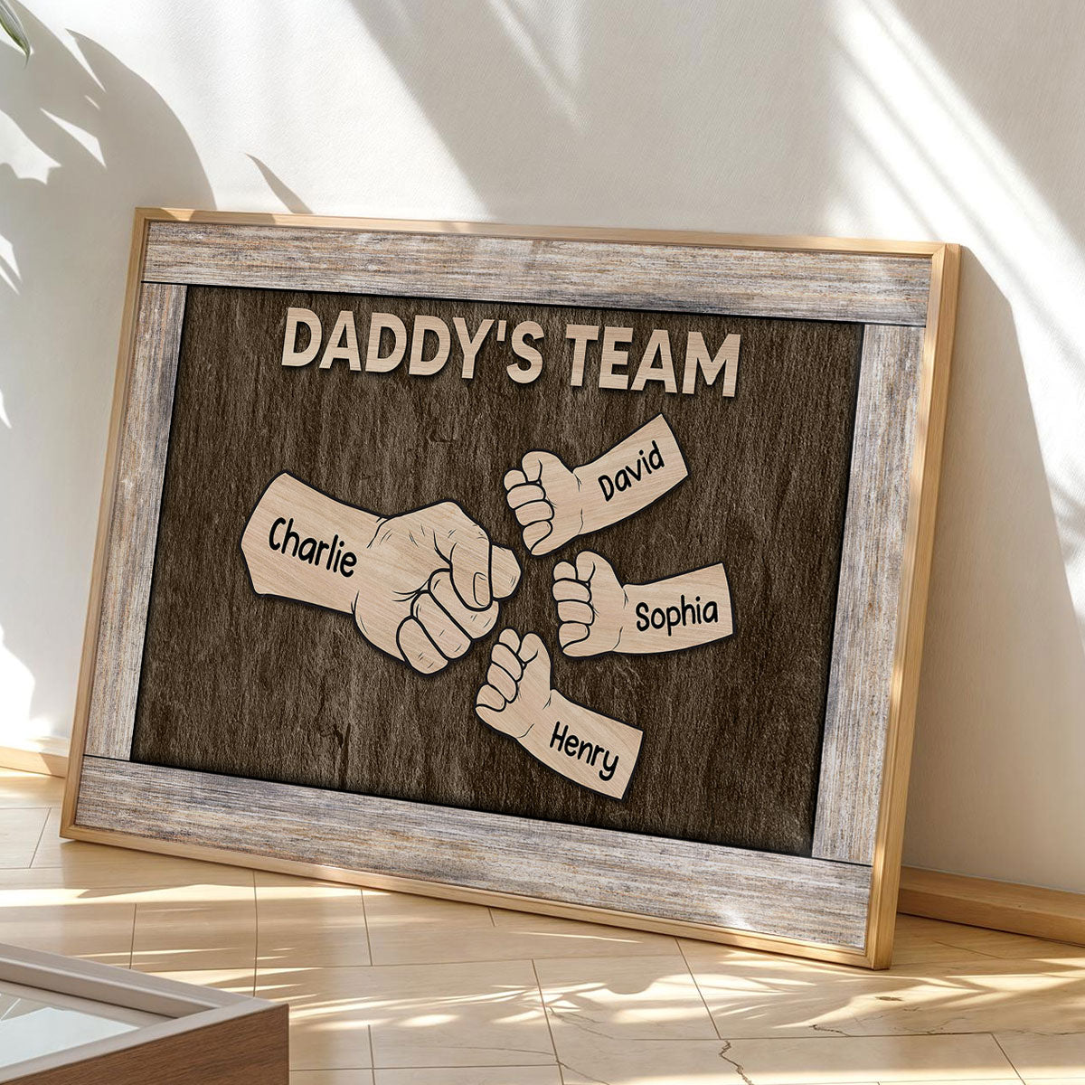 Dad Grandpa Fist Bump Rustic Vintage Personalized Poster| Coolest Father's Day Gift For Dad, Grandpa