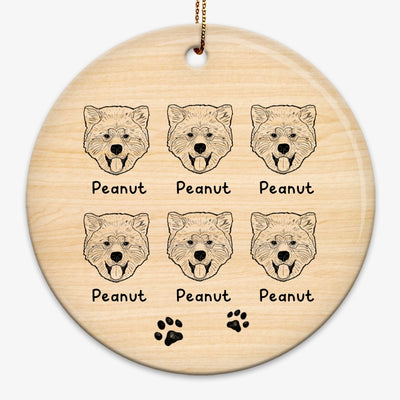 Simple Dog Head Outline Personalized Circle Ornament