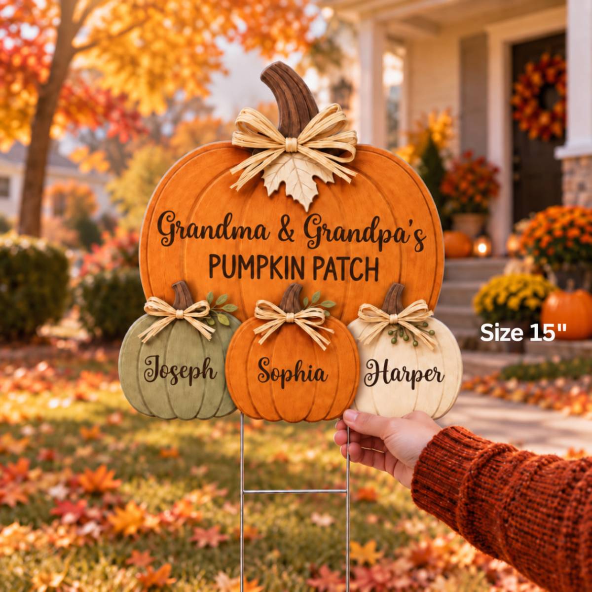 Cozy Rustic Fall Vibe Grandpa Grandma's Pumpkin Patch - Personalized Corrugated Plastic Yard Sign - Fall Decor For Grandparents (Up to 20 Grandkids)