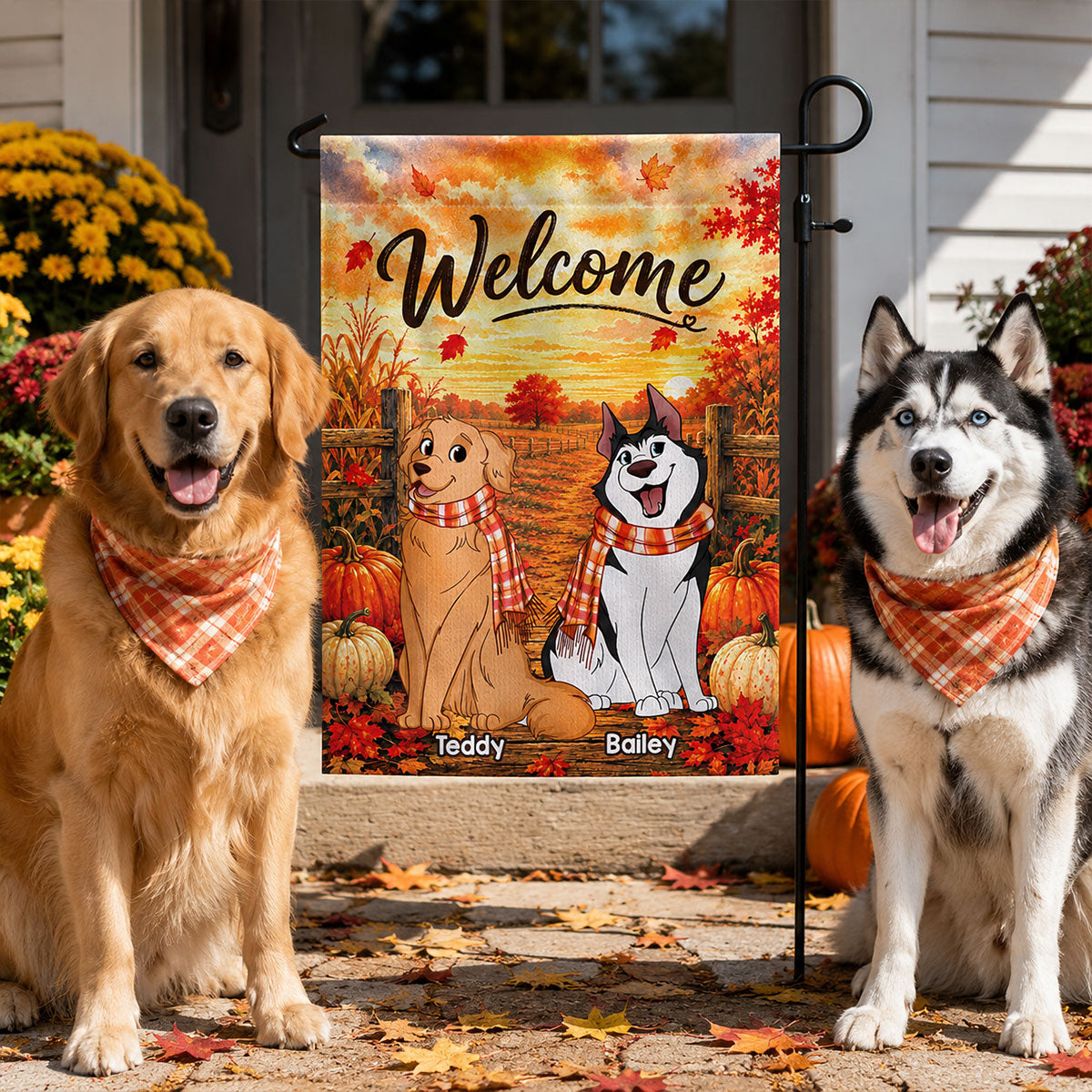 Trending Cute Sitting Dog - Personalized Garden Flag - Fall Season Decoration For Dog Mom, Dog Dad