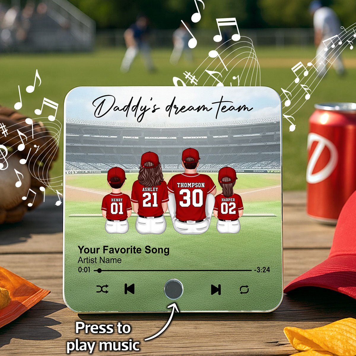 We Caught The Best Dad Man & Kids Sitting Personalized Music Fridge Magnet