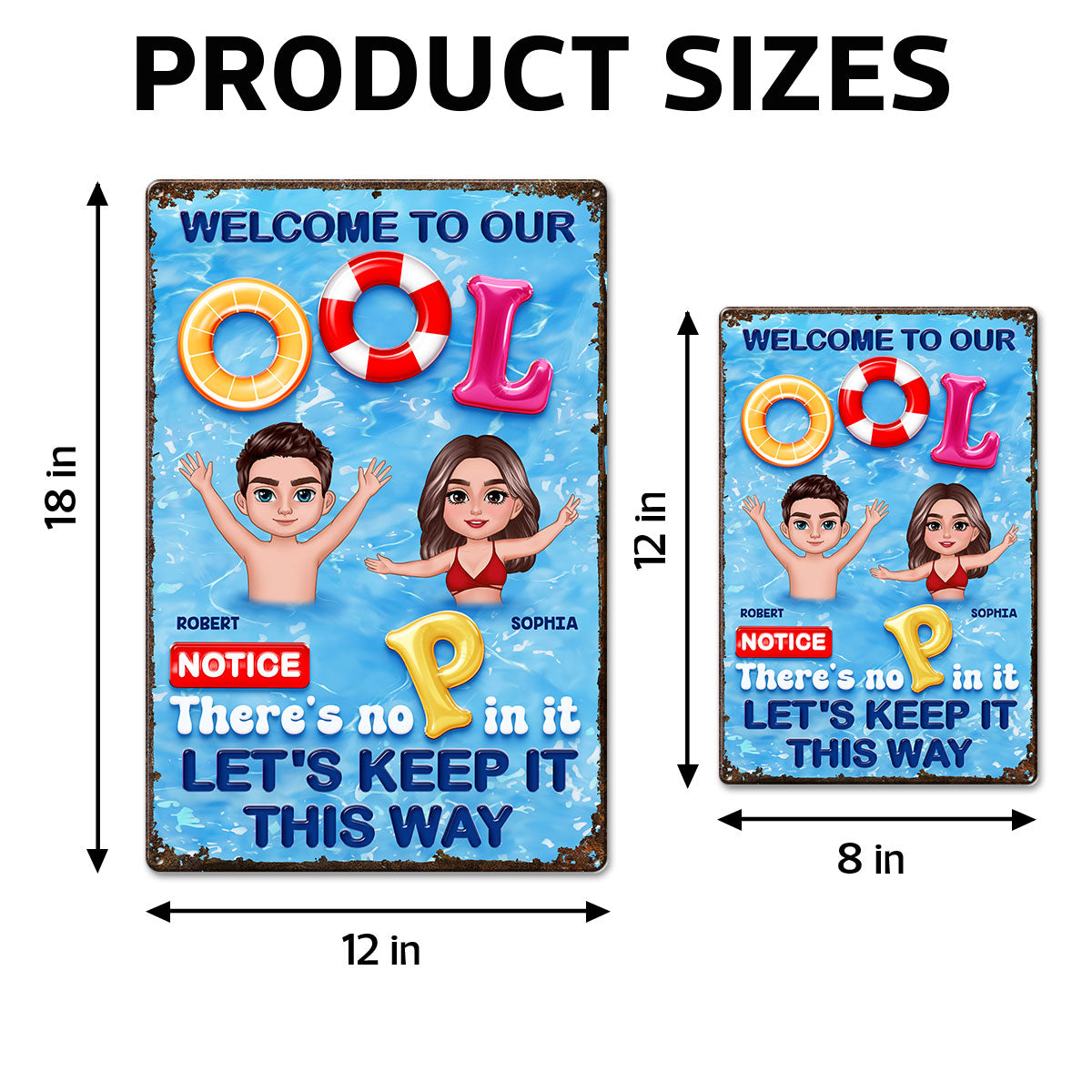 Funny Summer Family Couple Welcome To Our Pool No P Personalized Metal Sign
