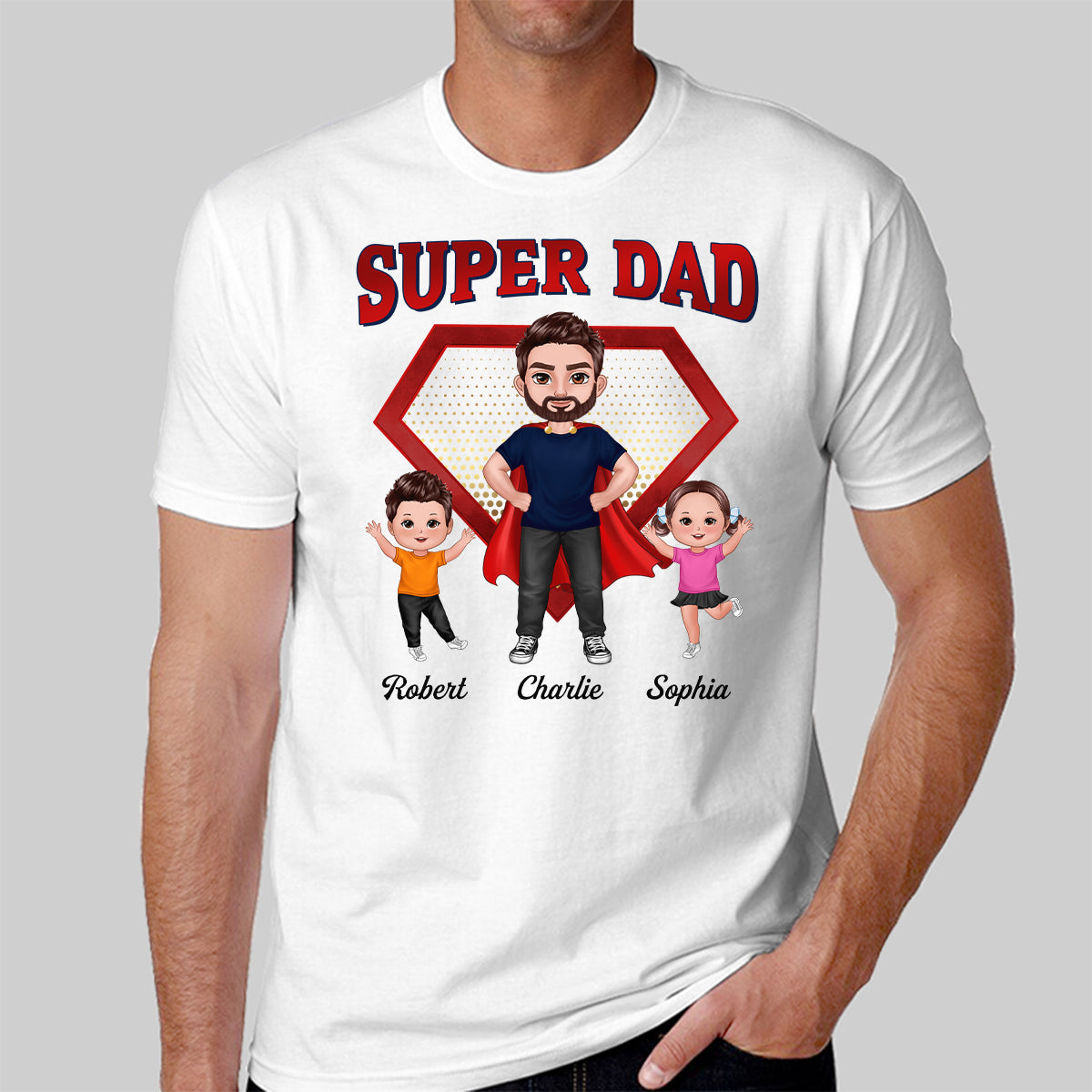Super Dad Doll Man & Kids Personalized Shirt