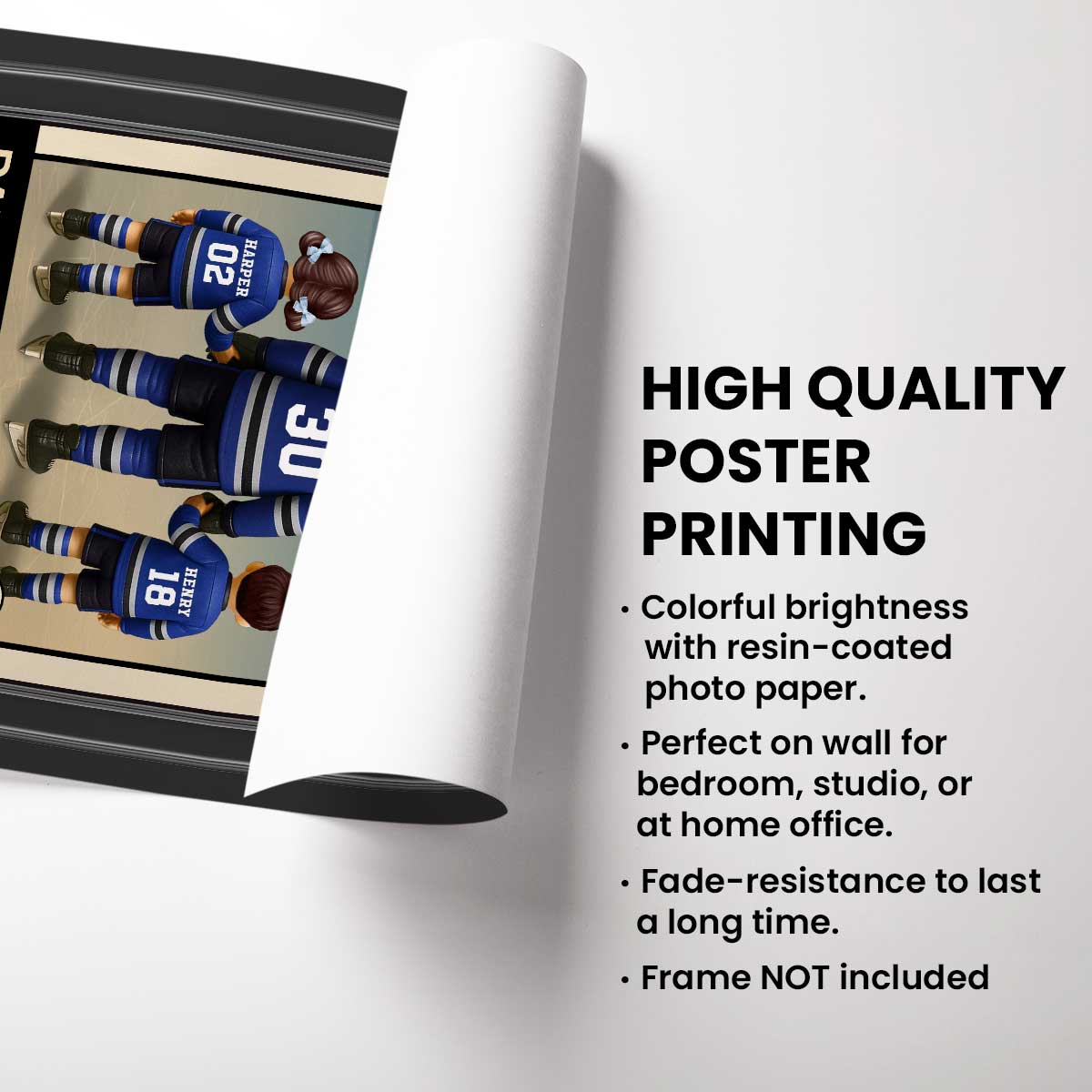 Hockey No. 1 Dad Man & Kids Trading Card Style Personalized Poster