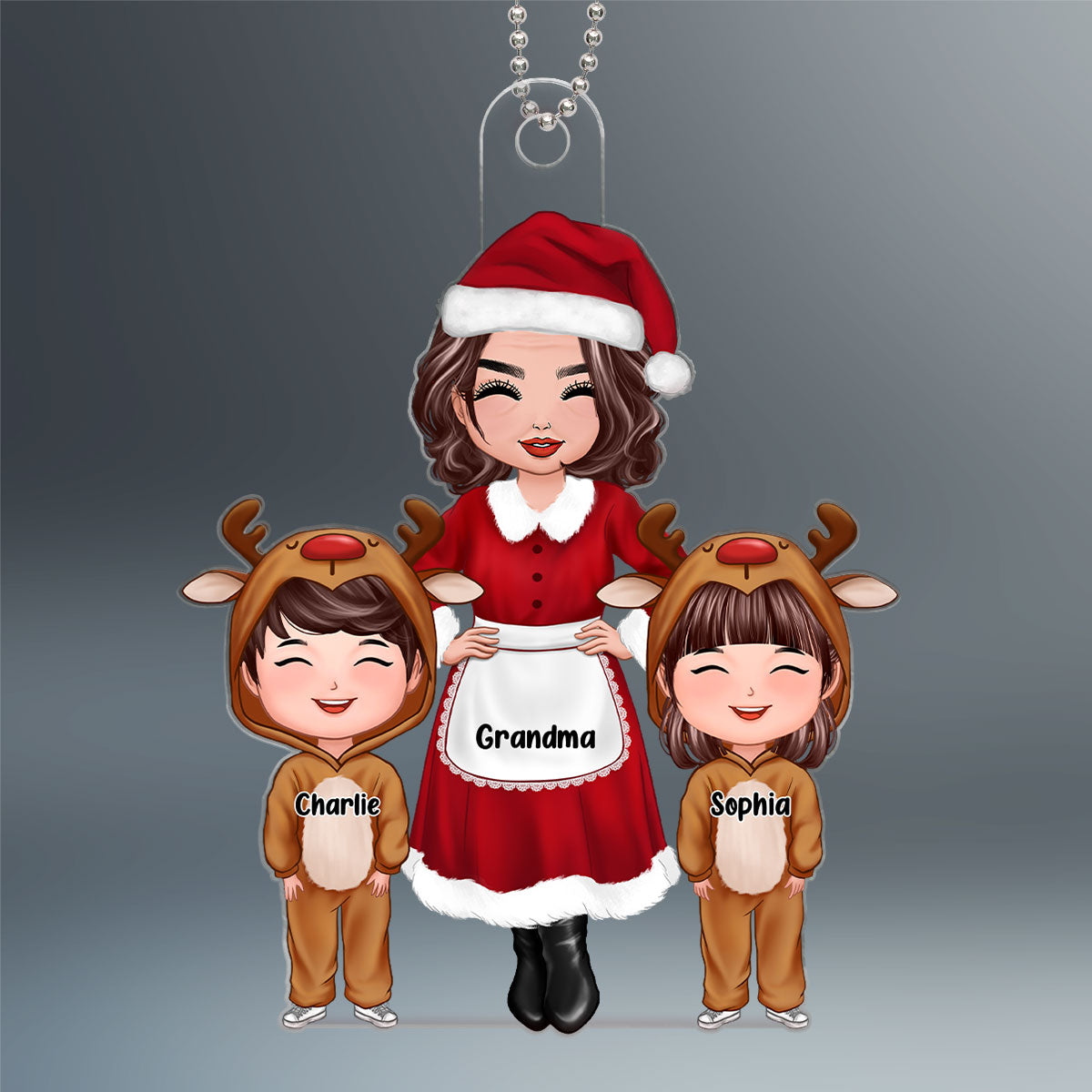Grandma Grandkids Reindeer Christmas Gift Personalized Acrylic Ornament