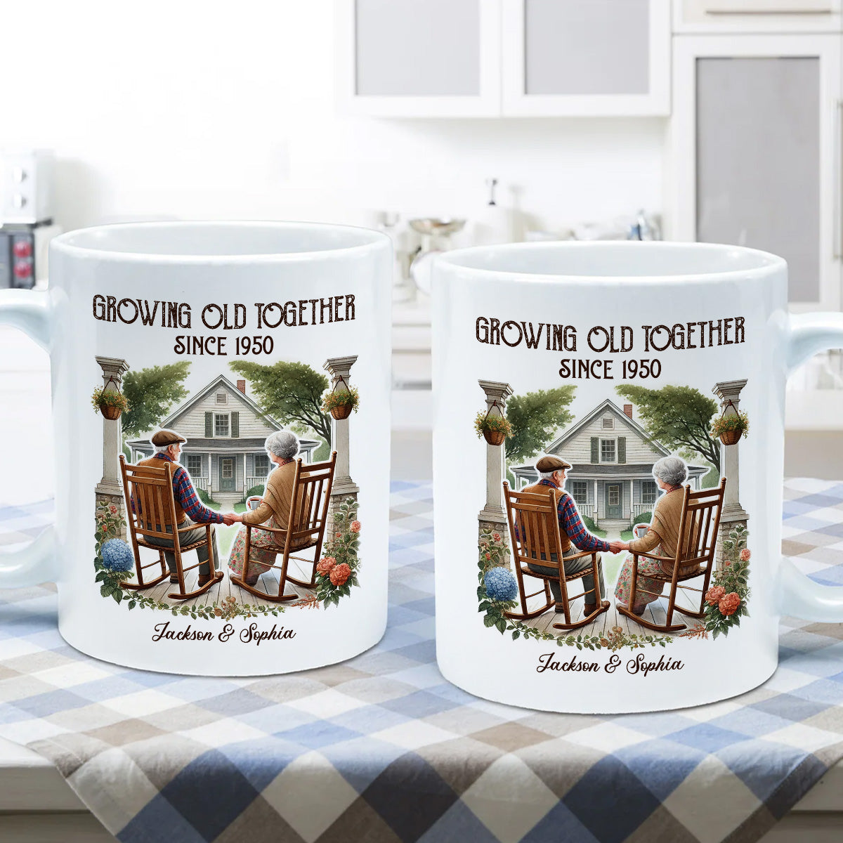Couple Sitting On The Porch Growing Old Together Since Personalized Mug, Heartfelt  Gift For Couple, For Him, For Her, Husband, Wife