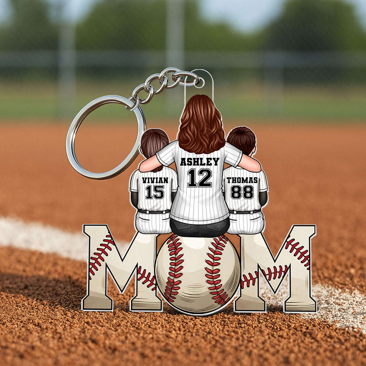 Baseball, Softball Mom And Kids Personalized Acrylic Keychain, Gift