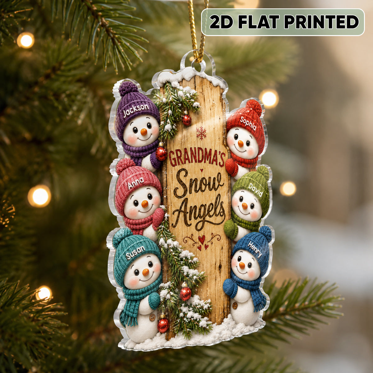 Grandma's Snow Angels - Personalized Acrylic Ornament - Christmas Gift for Grandma