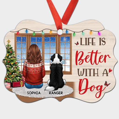 Sitting By Window Dog Mom Personalized Christmas Ornament