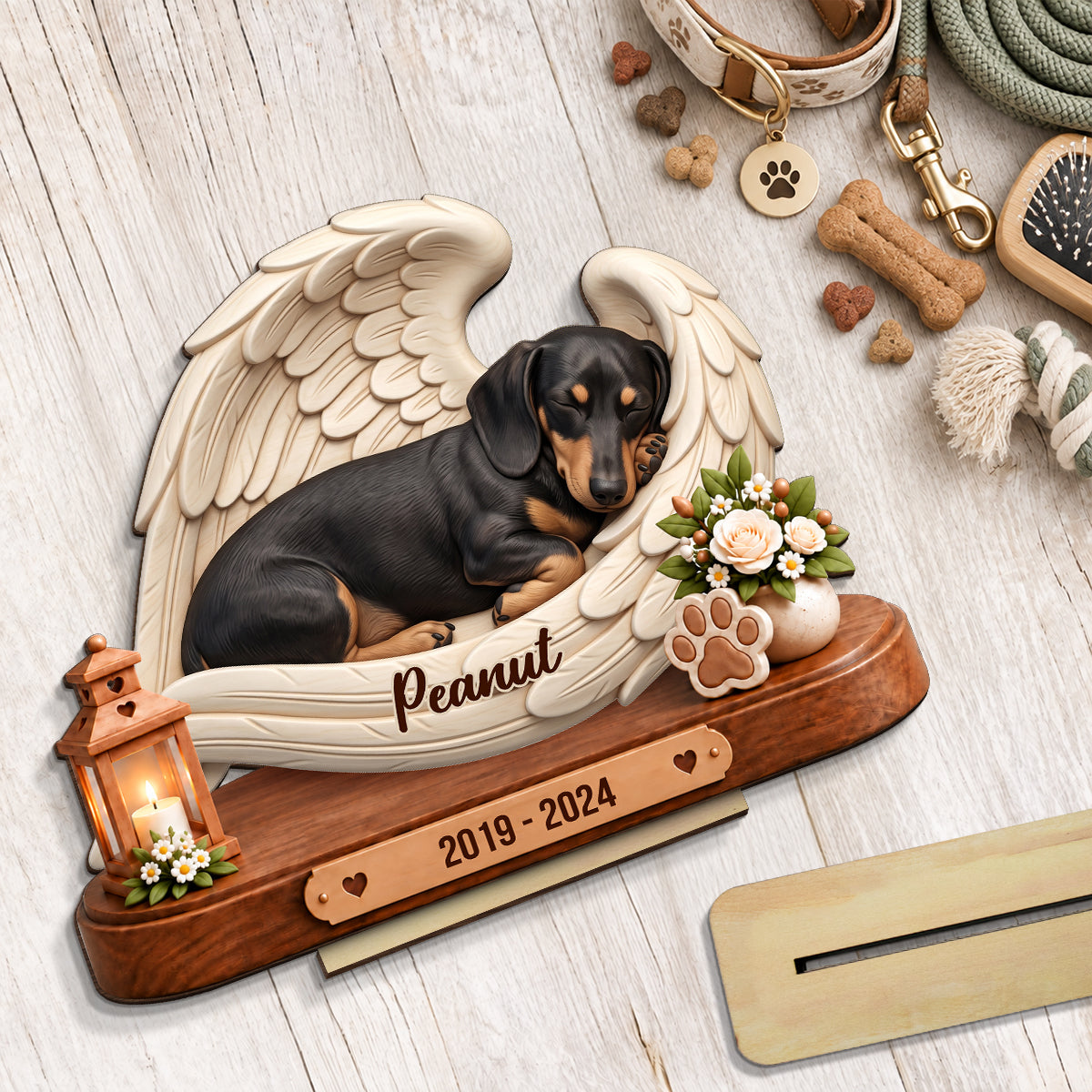 Custom Dog Cat Angel Wing Memorial from Photo - Personalized 2-Layered Wooden Plaque - Heartfelt Sympathy Keepsake for Dog Cat Lovers