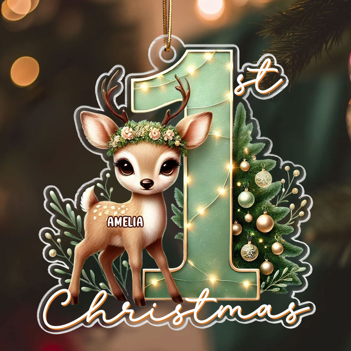 Baby's First Christmas Realistic Cute Animal Personalized Acrylic Ornament, Unique Christmas Gift For New Born New Parent