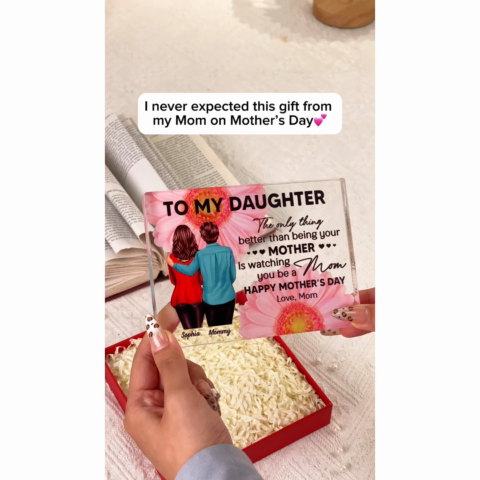 Daisy Flower To My Daughter From Mom Happy Mother's Day Personalized Rectangle Acrylic Block Plaque