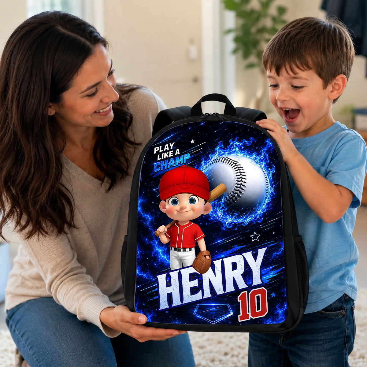 Baseball Trendy Design Backpack for Boys Girls - Personalized Backpack - Back to School Gift for Daughter, Son
