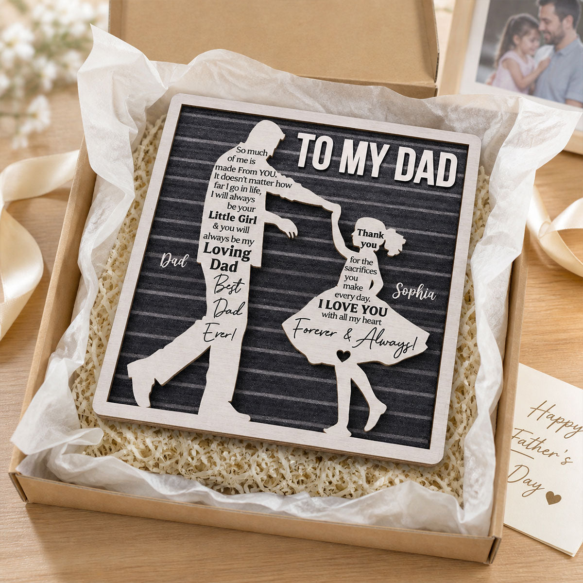 I Will Always Be Your Little Girl Father & Daughter Dancing - Personalized 2-Layered Wooden Plaque - Sentimental Father's Day Gift For Dad From Daughter