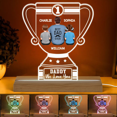 Number 1 Dad Grandpa Back View Trophy Personalized Acrylic Custom Shape LED Night Light