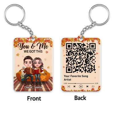 Fall Season Couple In House Favorite Song QR Code Personalized Acrylic Keychain
