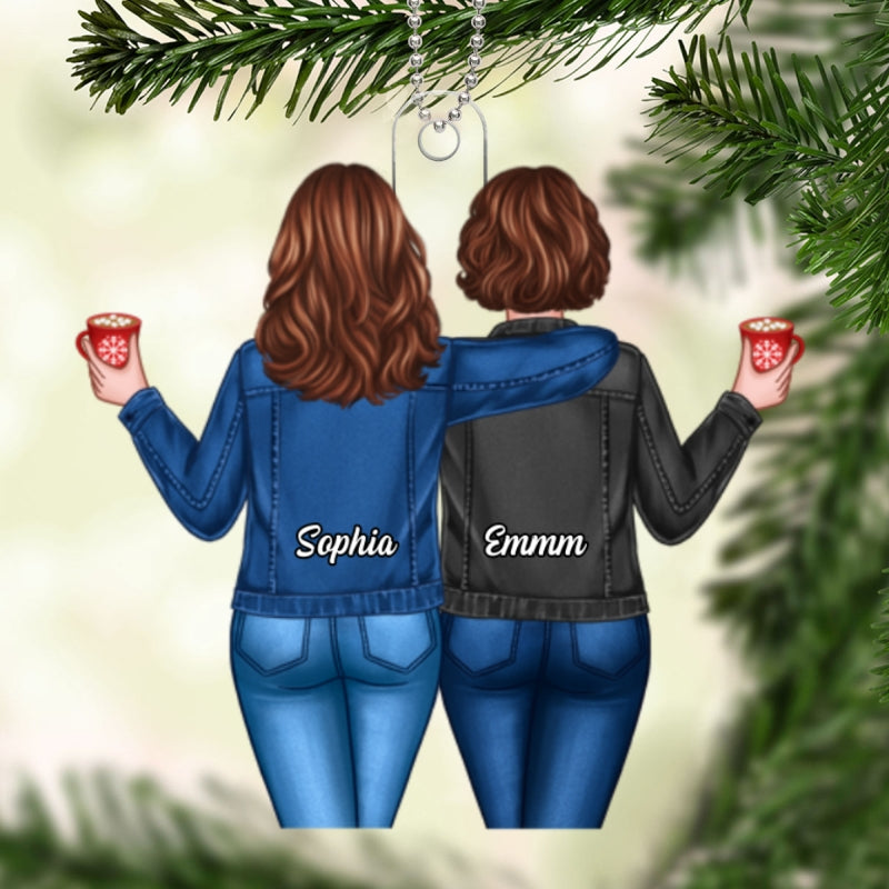 Back View Besties Christmas Gift For Best Friends Personalized Acrylic Ornament