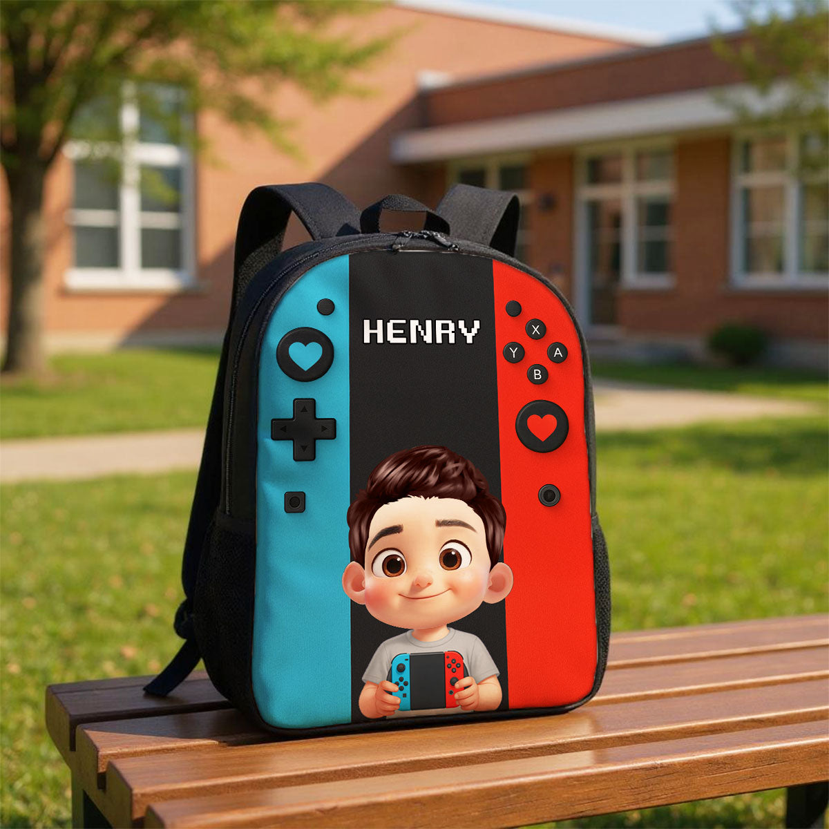 Personalized Gamer Backpack for Boys Girls, Back to School Backpack for Kids (Kid's Name is Optional)