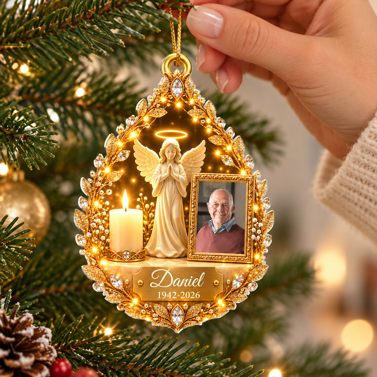 Guardian Angel Photo Memorial - Personalized Acrylic Ornament - Heartfelt Sympathy Gift for Loved Ones