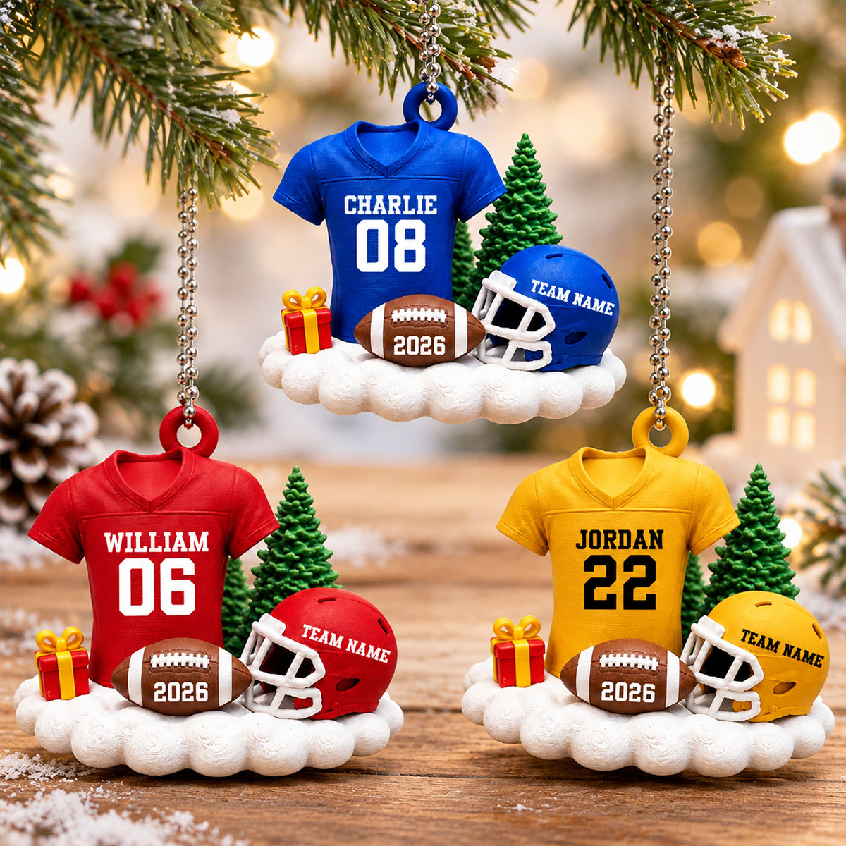Proud American Football Player Uniform - Personalized 3D Printed Ornament - Real 3D Ornament, Christmas Gift For American Football Players, Grandson, Son, Granddaughter, Daughter