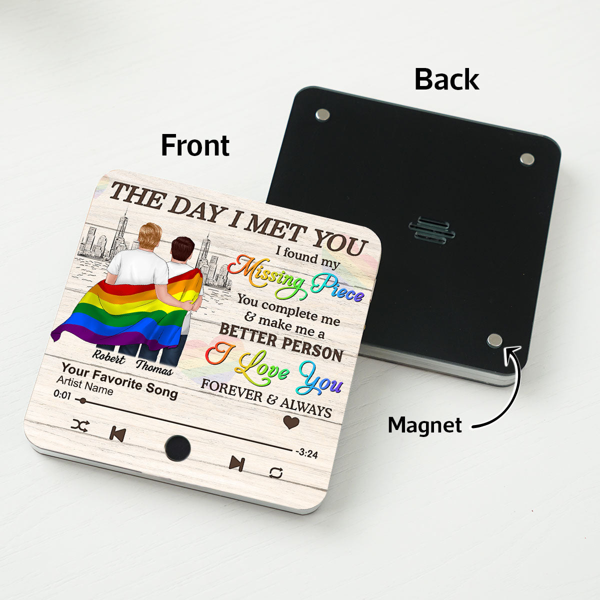 Pride Month LGBT Couple The Day I Met You Personalized Music Fridge Magnet, Gift For Couple