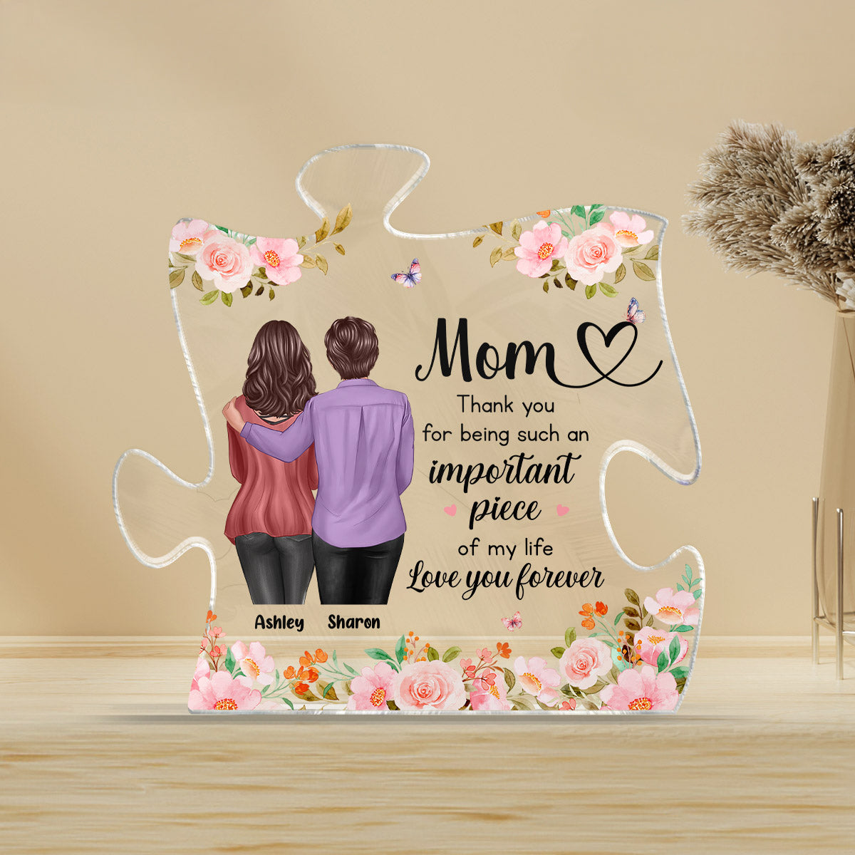 Mom You Are Important Piece Of My Life Personalized Acrylic Puzzle Block, Mother's Day gift for Moms
