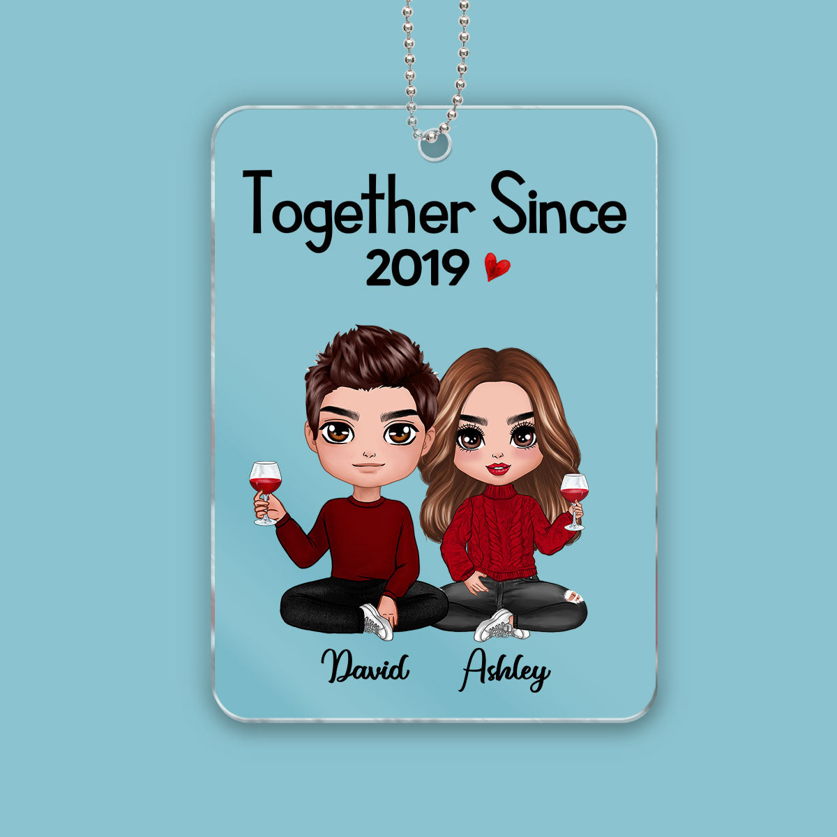 Doll Couple Sitting Together Since Personalized Acrylic Ornament - Anniversary Gift For Couple - Gift For Him, Gift For Her