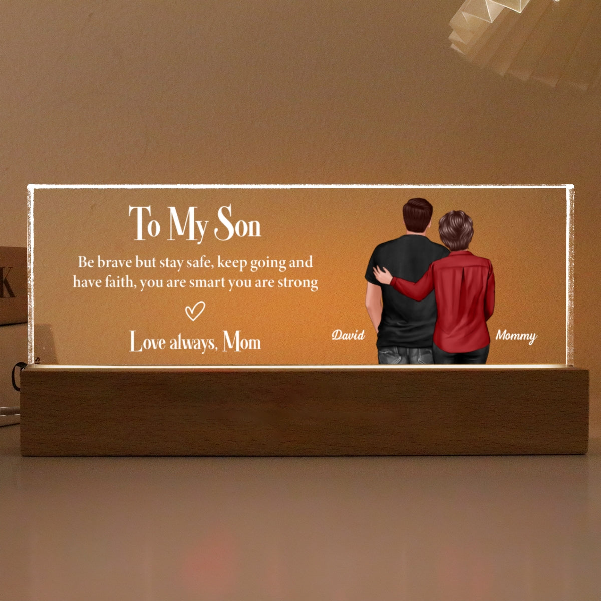 To My Son From Mom Personalized Acrylic LED Night Light