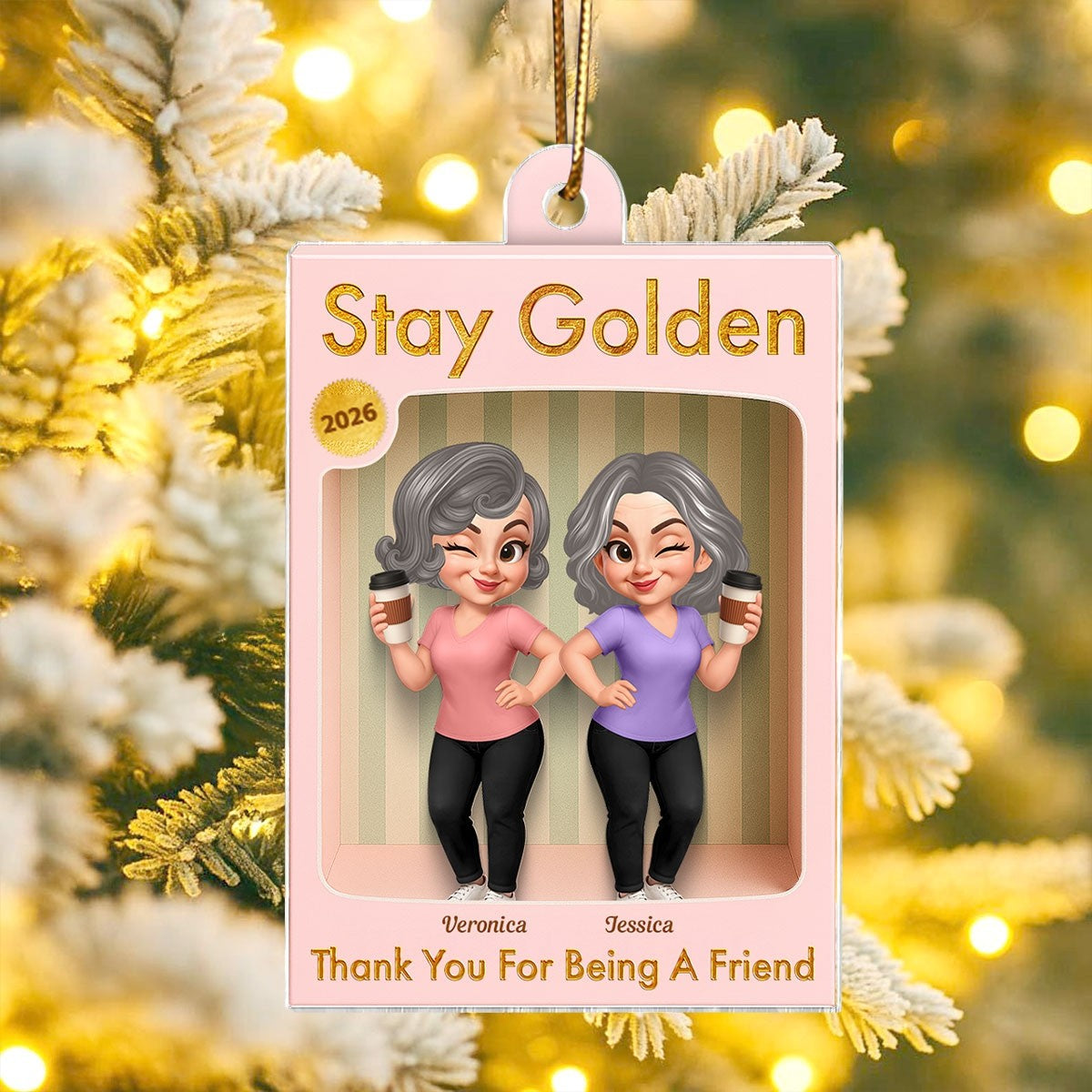 Old Besties Thank You For Being A Friend Toy Box Style - Personalized Acrylic Ornament - Christmas Gift For Best Friends