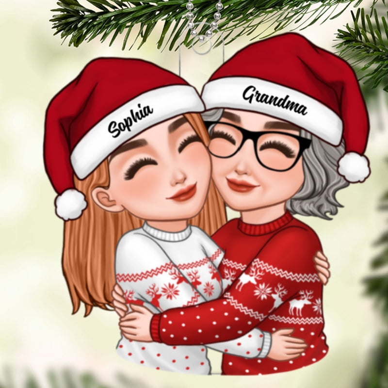 Christmas Grandma & Grandkid Hugging Christmas Gift For Teenage Adult Granddaughter Grandson Grandchildren Personalized Acrylic Ornament