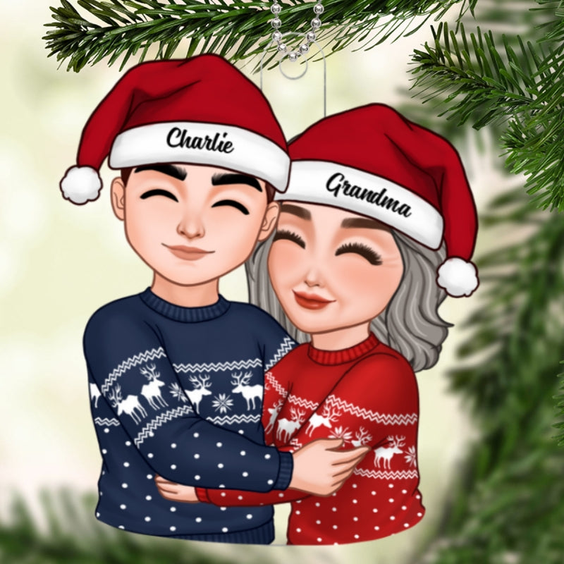 Christmas Grandma & Grandkid Hugging Christmas Gift For Teenage Adult Granddaughter Grandson Grandchildren Personalized Acrylic Ornament