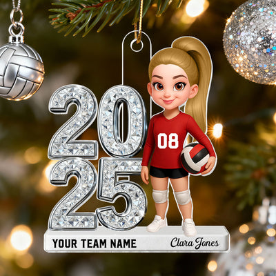 3D Shiny Effect Sport Player With Year - Personalized Acrylic Ornament - Gift For Daughter, Granddaughter, Son, Grandson