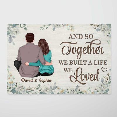 Floral Back View Couple  Anniversary Day Gift Personalized Horizontal Poster