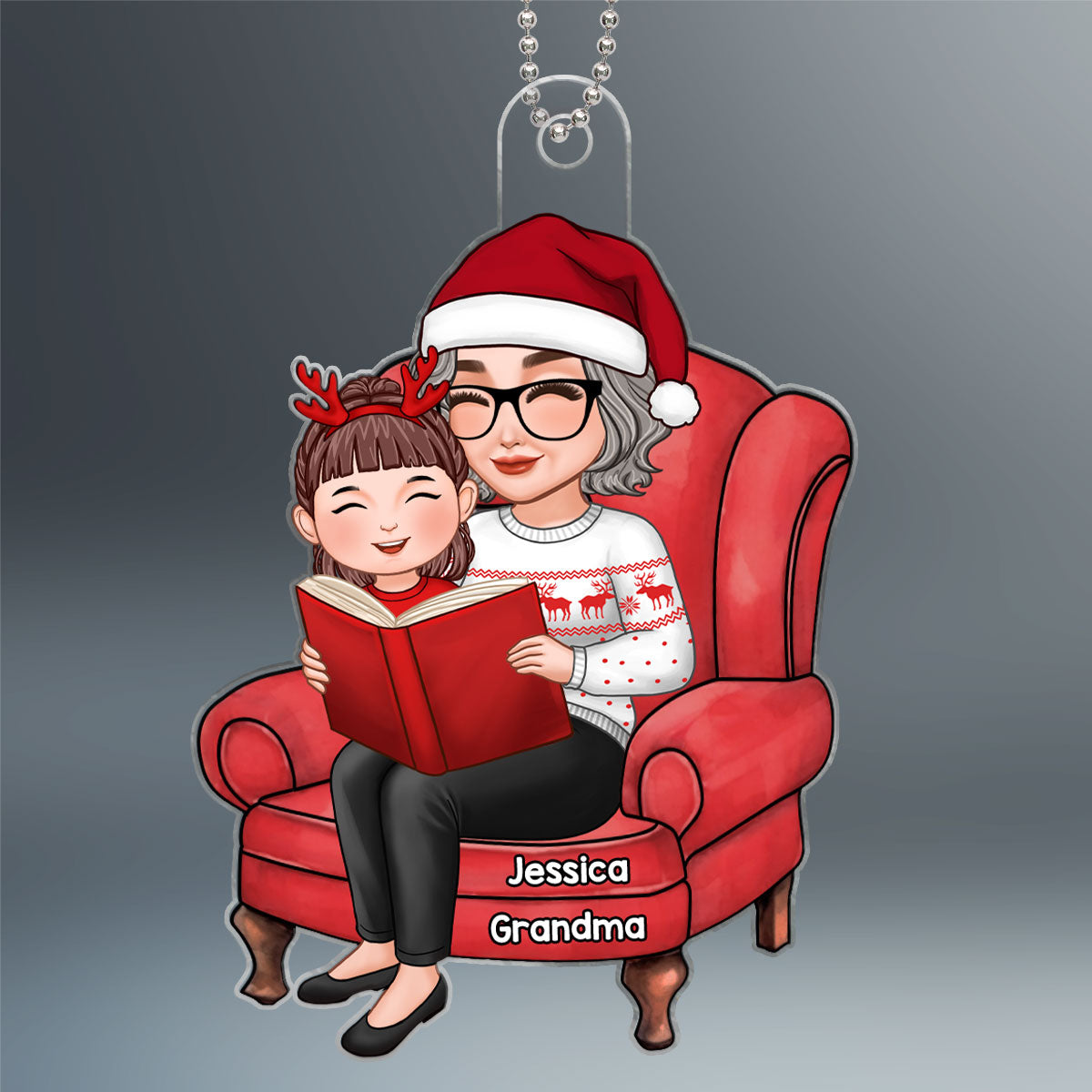 Grandma & Grandkid Telling Stories Christmas Gift For Granddaughter Grandson Personalized Acrylic Ornament