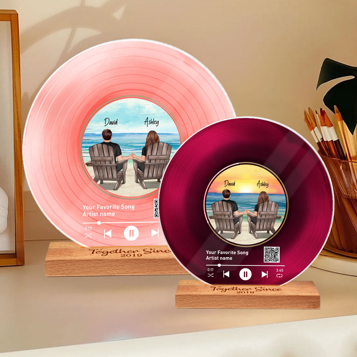 Couple Beach Landscape Personalized Acrylic Song Plaque,  Gift, Anniversary Gift For Couple, For Him, For Her, Husband, Wife