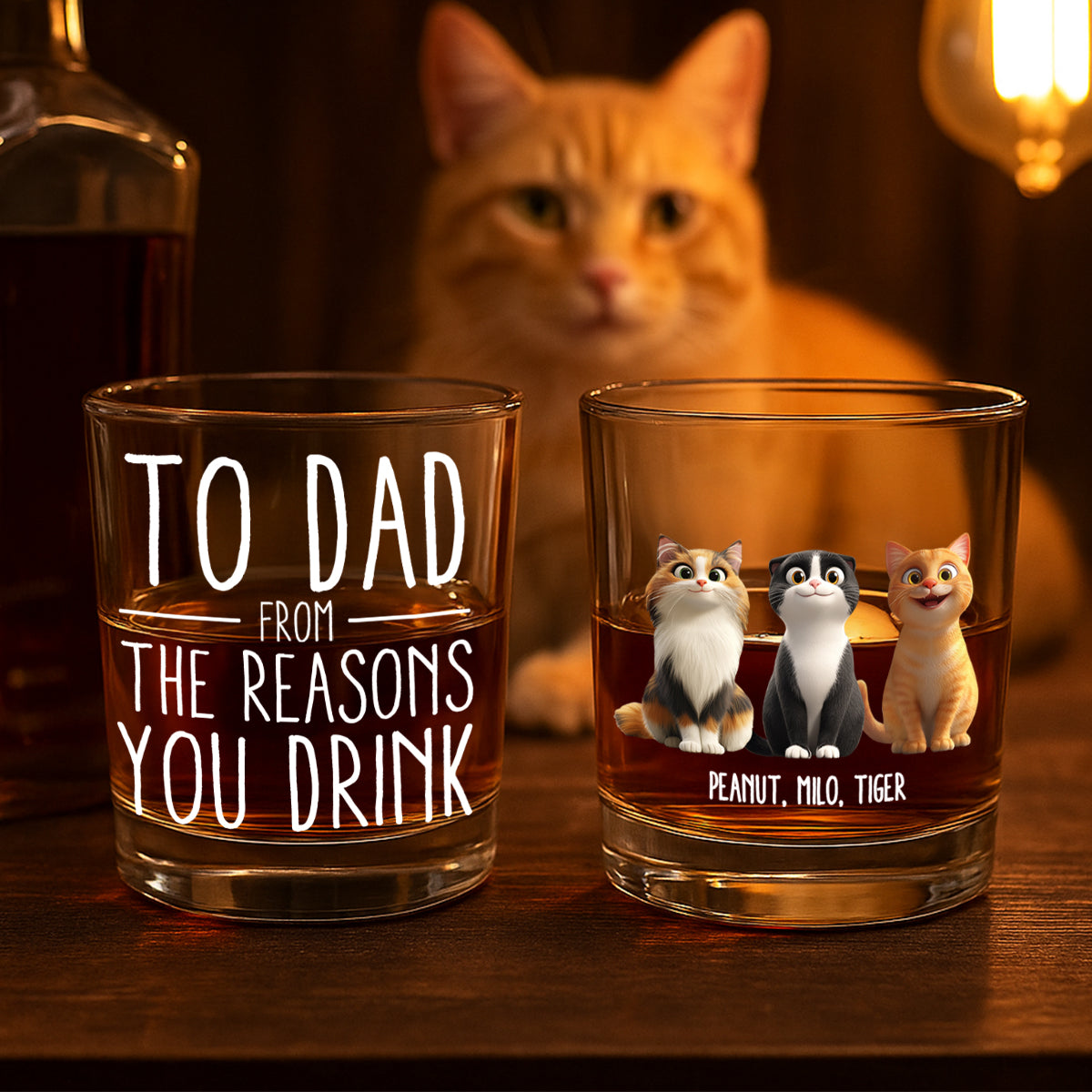 To Cat Dad from the Reasons You Drink Personalized Wine Glass, Father's Day Gift for Cat Dads