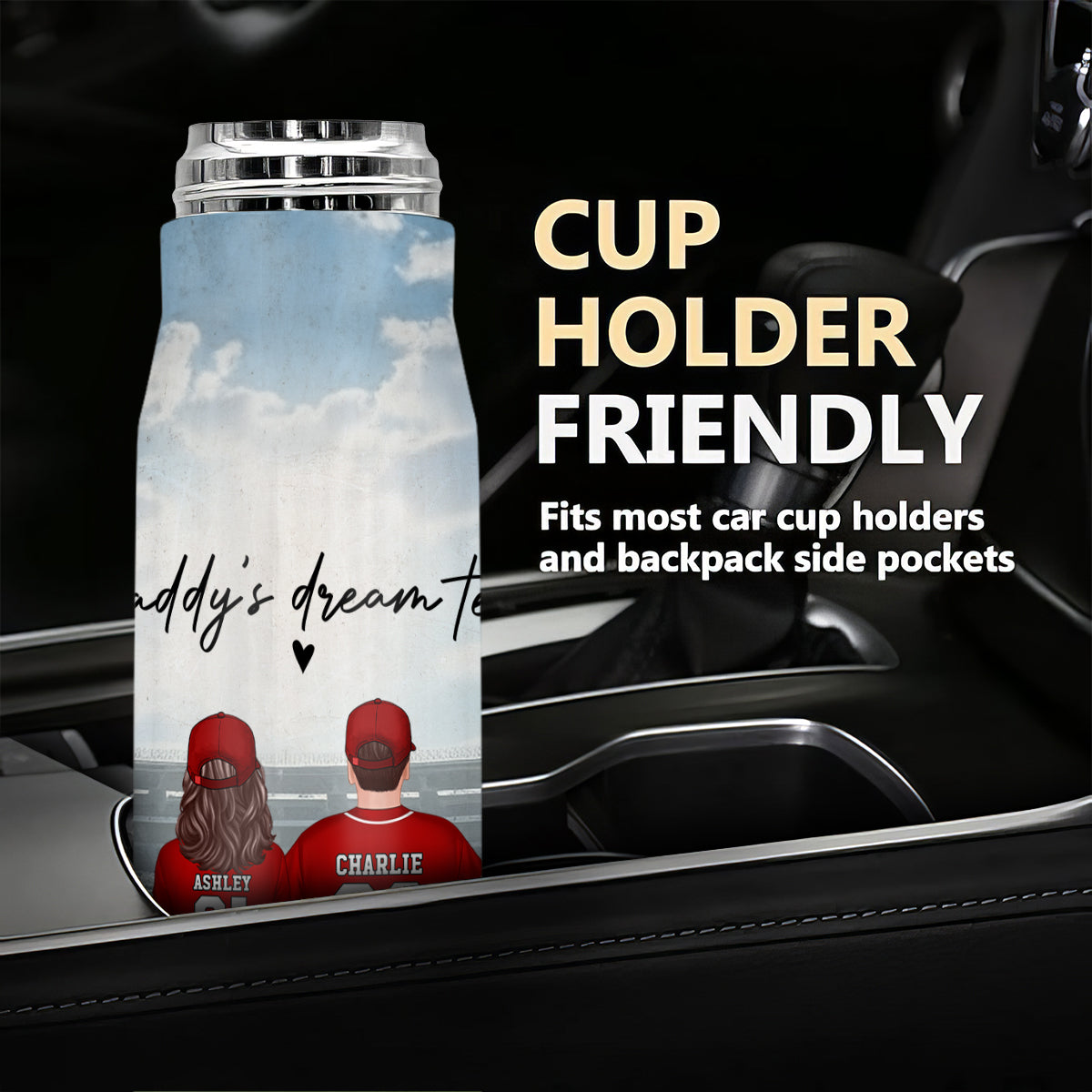 Daddy's Team Baseball Family Sitting Personalized Bullet Tumbler, Father's Day Gift For Dad, Grandpa, Husband