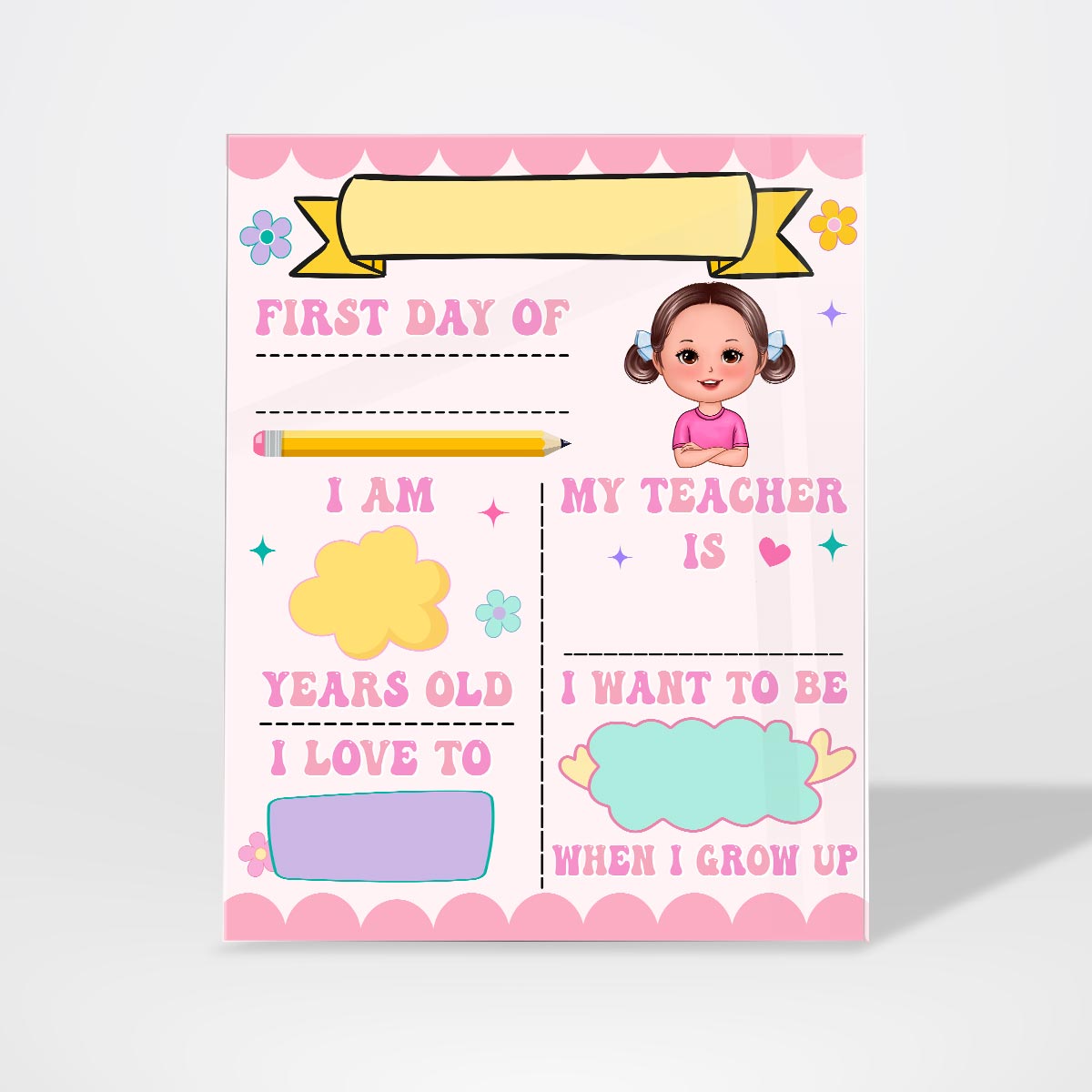 Groovy Style Acrylic First Day Of School Personalized Reusable Board Sign