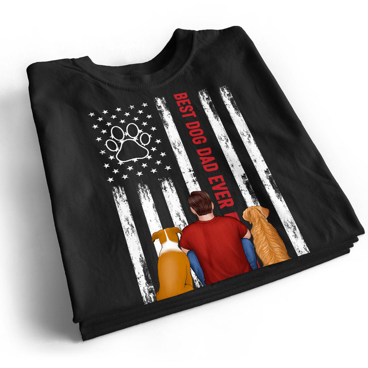 American Best Dog Cat Dad Ever Back View Personalized Shirt