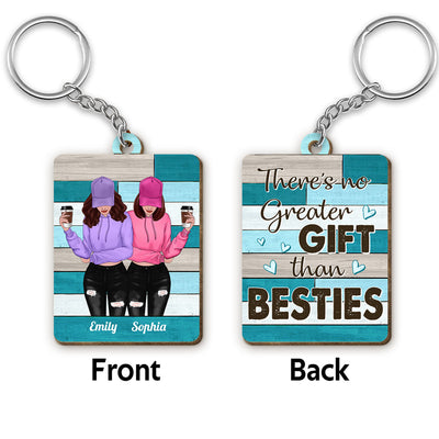 Green Palette Front View Besties Gift For Best Friends Matching Personalized Wooden Keychain
