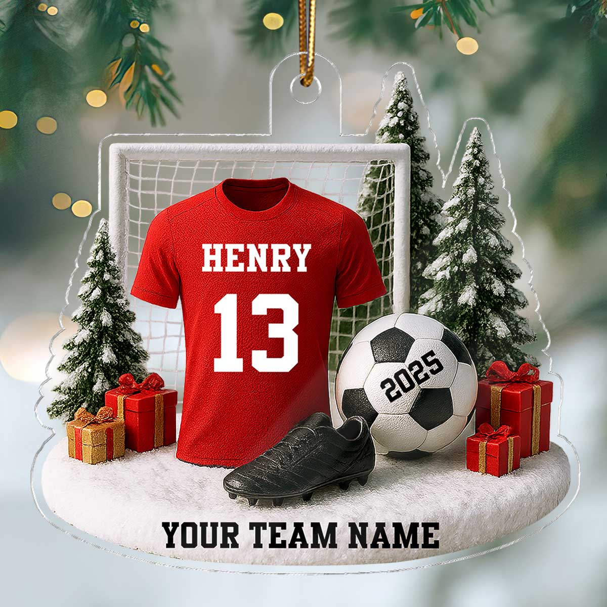3D Effect Soccer Player Soccer Team Uniform - Personalized Acrylic Ornament - Gift For Soccer Lovers, Soccer Team